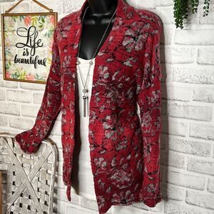 J. Jill Pure Jill Floral Wool Blend Oversized Cardigan Sweater Size XS